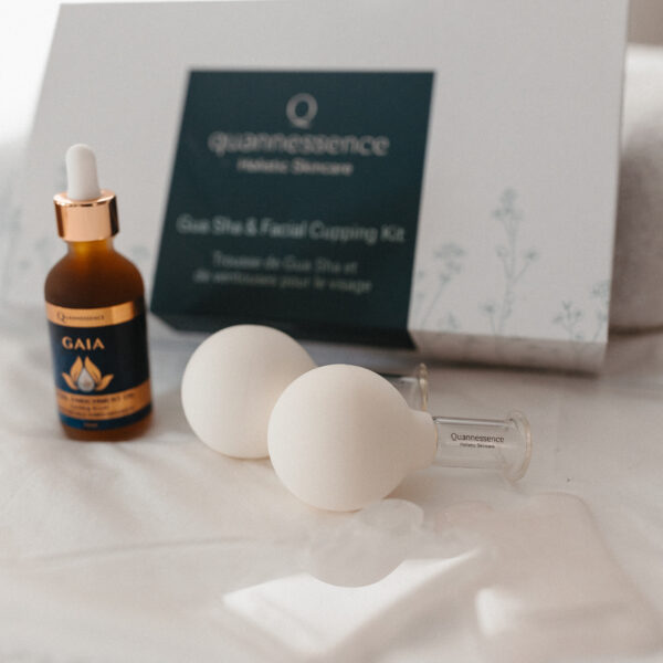 Quannessence Holistic Skincare Gua Sha & Facial Cupping Kit with Gaia Oil